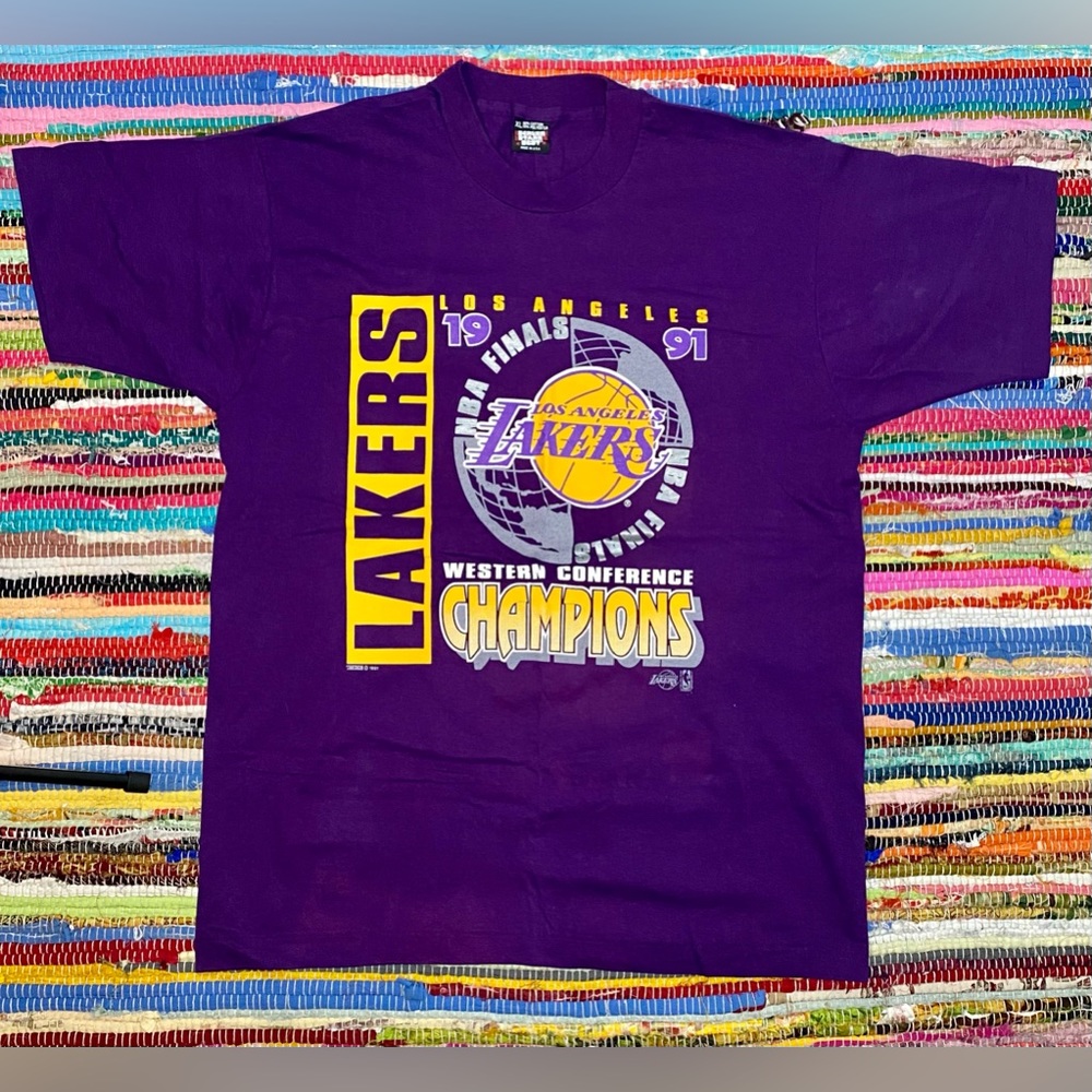 1991 NBA Finals Western Conference Champions Los Angeles Lakers Vintage Shirt XL